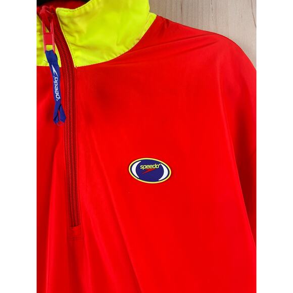Speedo Red Neon Yellow Pullover Windbreaker Jacket Men’s XL Athletic - Picture 11 of 11